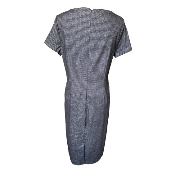 DONNA KARAN New York Asymmetric Pleated Sheath Dress Black/silver Gray Size 16 - Picture 6 of 8